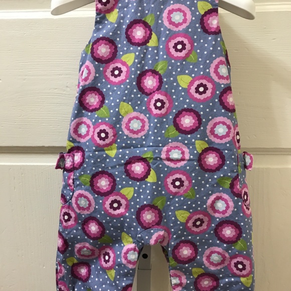 Gymboree Blue Polka-dot with Pink Flower Overalls - Picture 5 of 8